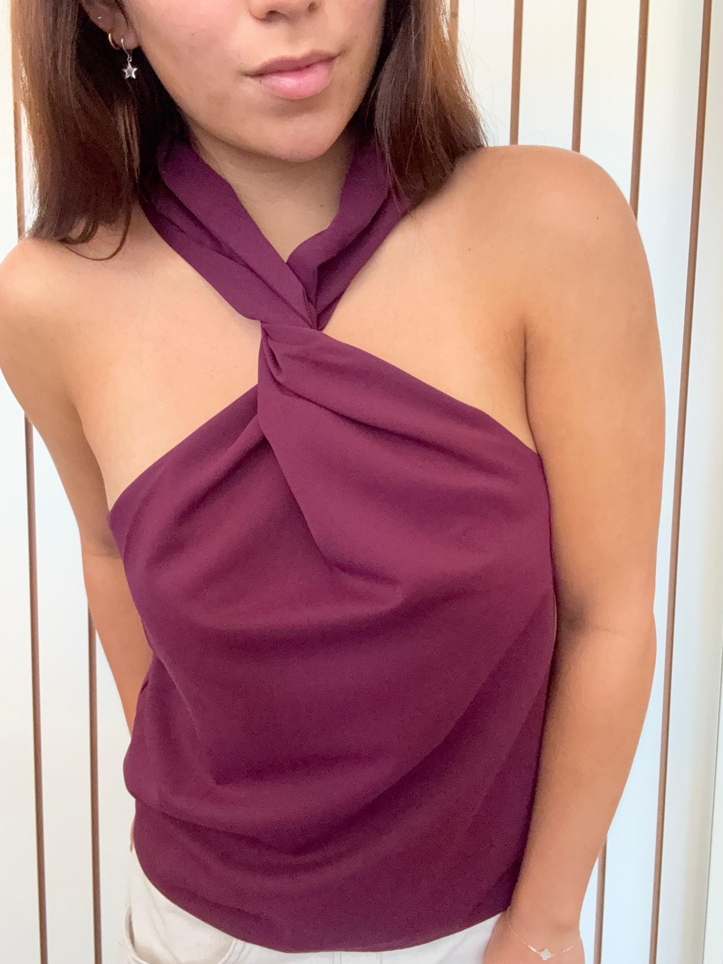 LEAH CROSS HALTER TOP