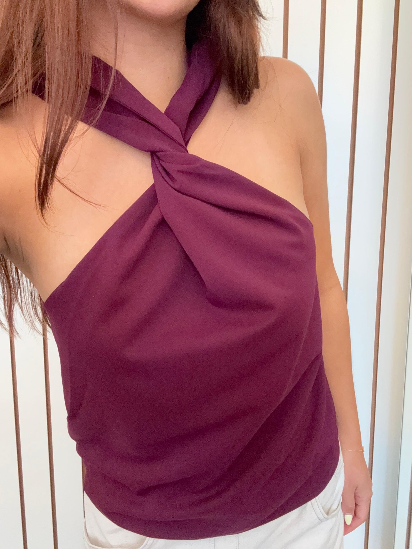 LEAH CROSS HALTER TOP