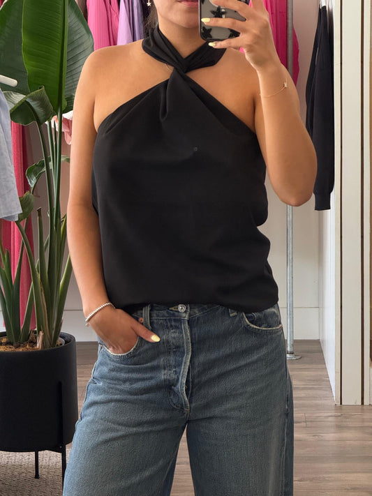 LEAH CROSS HALTER TOP